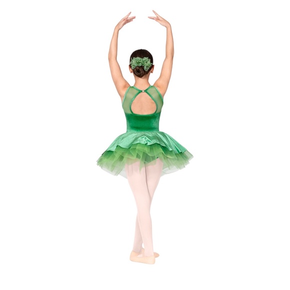 ELISSE Green Girls Velvet Embellished Tutu Dress LC - Picture 2 of 6